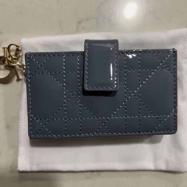 [정품] 디올 레이디디올 아코디언 카드홀더 데님블루 카나쥬 카프스킨