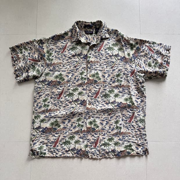 간트 GANT 90s 빈티지 린넨 레이온 알로하 셔츠 L