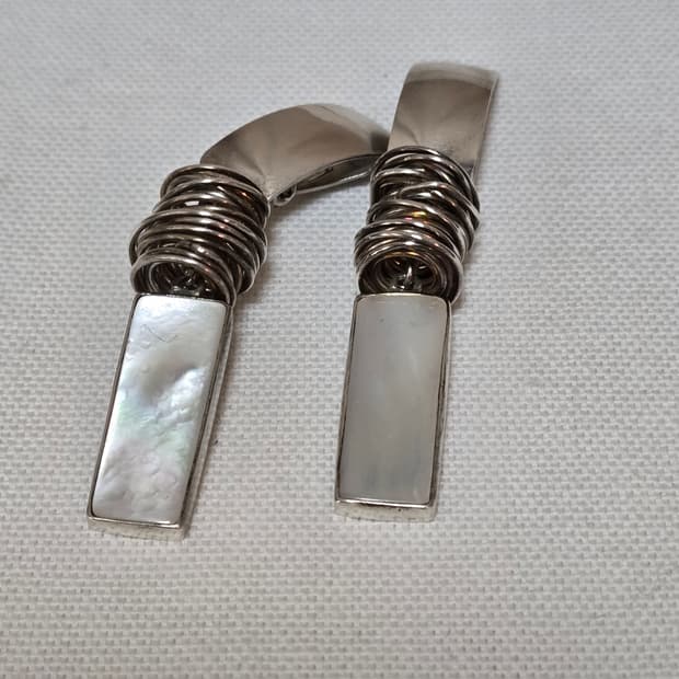 유럽빈티지 자개실버 클립형귀걸이