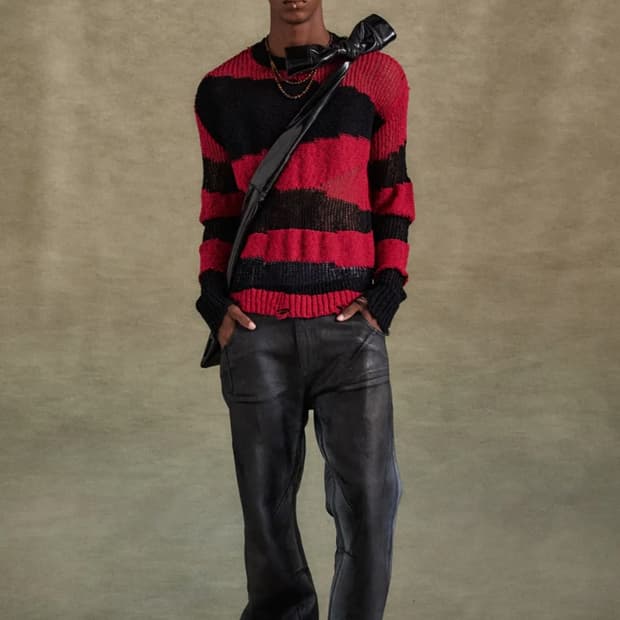 (구매,M) 앤더슨벨 블랙 레드 크루넥 스트라이프 니트 S or M