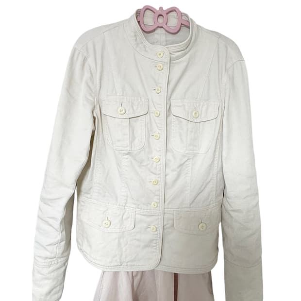 빈티지 아이보리 코튼 버튼 자켓