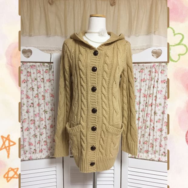 빈티지 잉그니 메론빵단추 후드 가디건