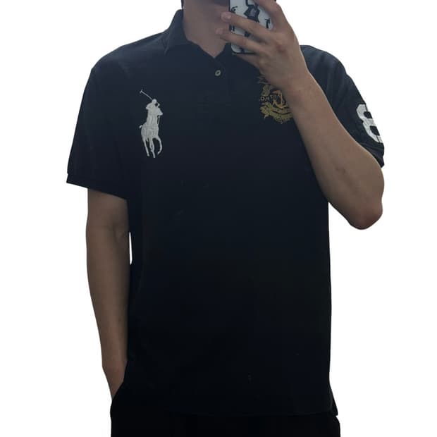 폴로 커스텀핏 빅포니 검정 카라티