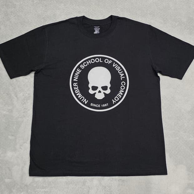 01AW 넘버나인 스쿨 오브 비주얼 코미디 스컬 티셔츠 블랙