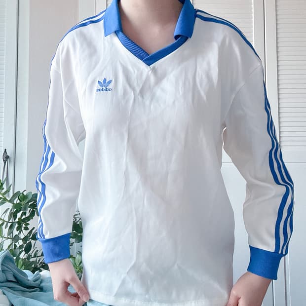 아디다스 새틴 롱슬리브 M 화이트블루