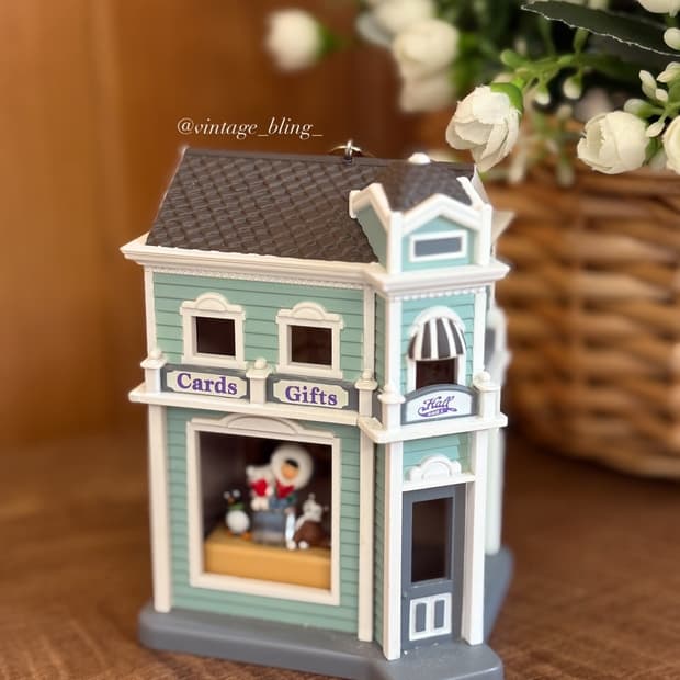 빈티지 미니어처 하우스 크리스마스 오너먼트(카드샵)