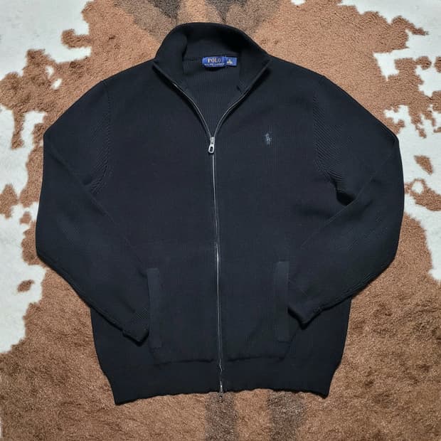 폴로 랄프로렌 남성용 블랙 면 니트(XL)