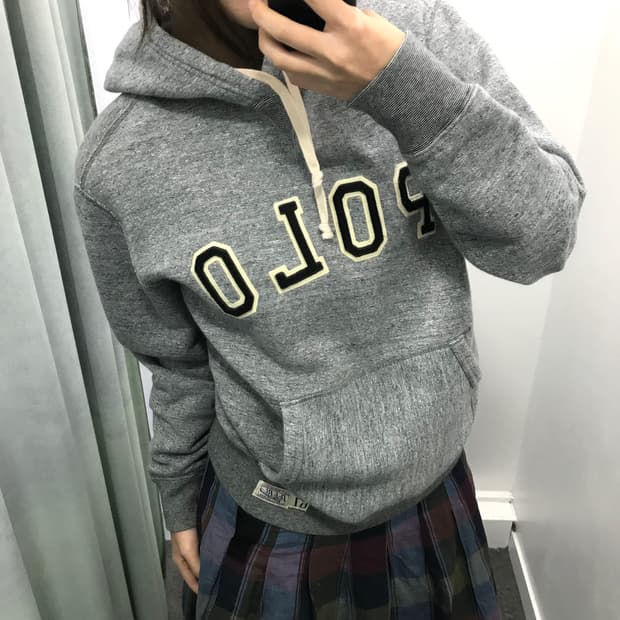 폴로 그레이 후드티