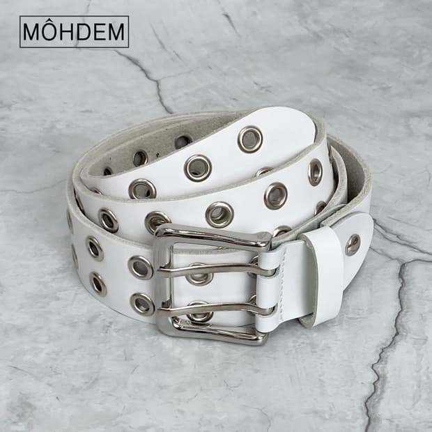 [Unisex]더블 아일렛 이태리소가죽 벨트