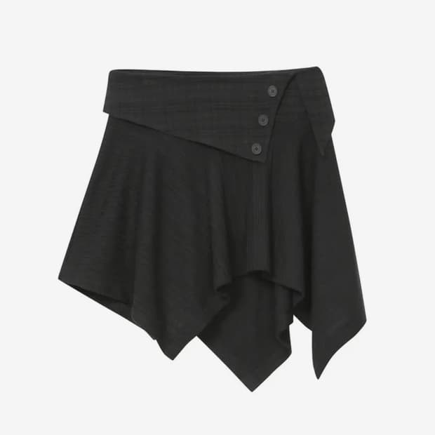 미세키서울 Unbalanced flow mini skirt BLACK 1