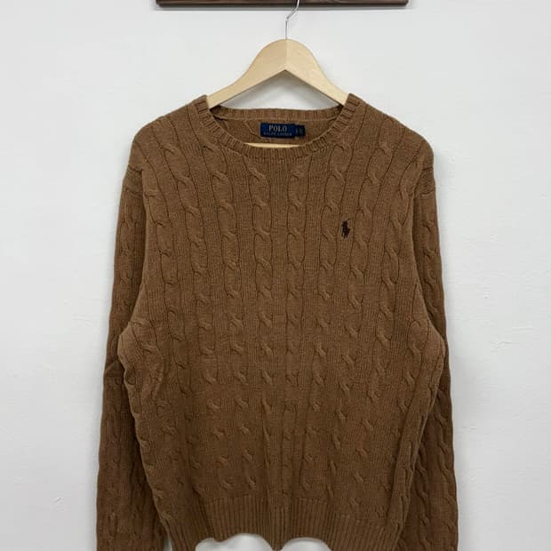 [L] 폴로 랄프로렌 베이지 케이블 코튼 니트 스웨터