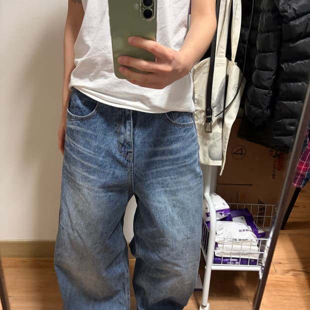 캣워싱 데님팬츠