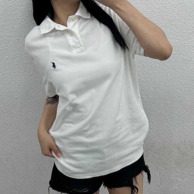폴로 랄프로렌 네이비포니 화이트 pk반팔 S