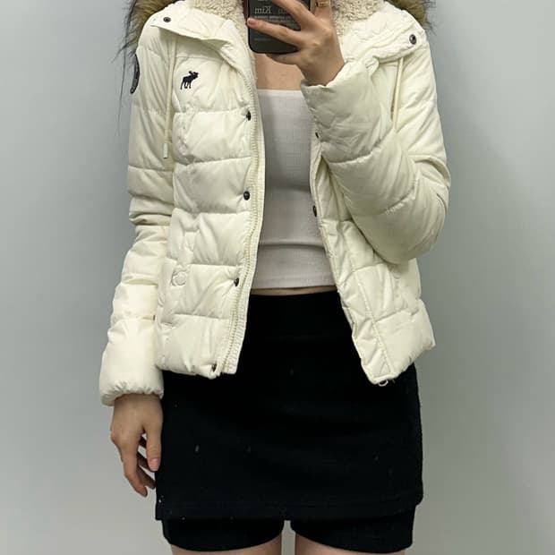 아베크롬비 울프죠 아이보리 패딩