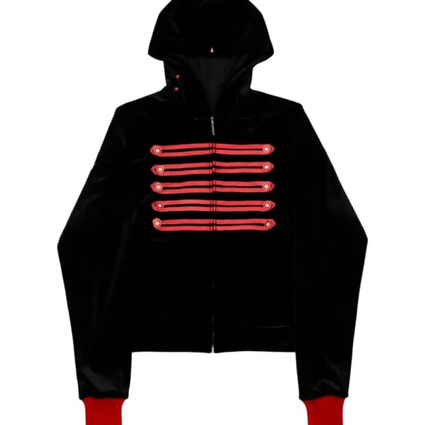 파벨마즈코 나폴레옹 벨벳 크롭 후드집업