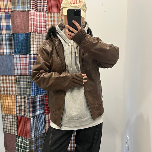 퓨마 브라운 레더자켓