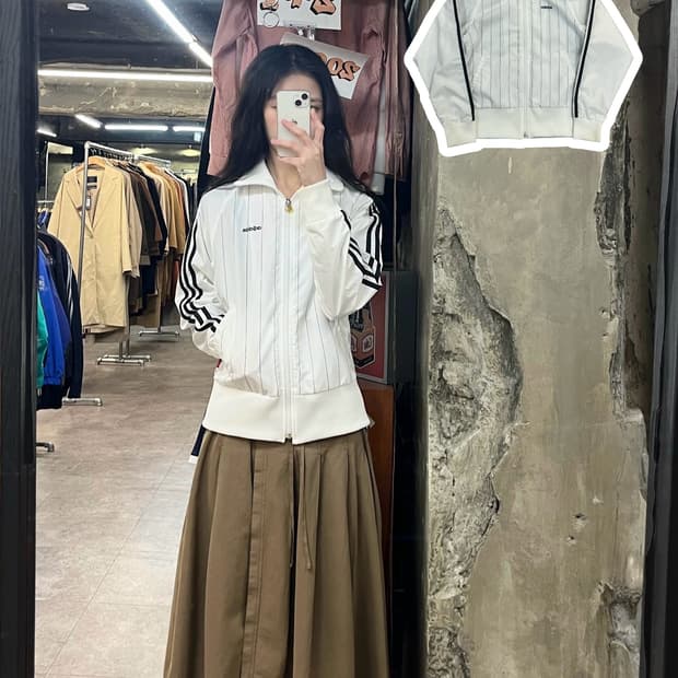 아디다스 스트라이프 트랙탑 바람막이 화이트 S #csz3390 