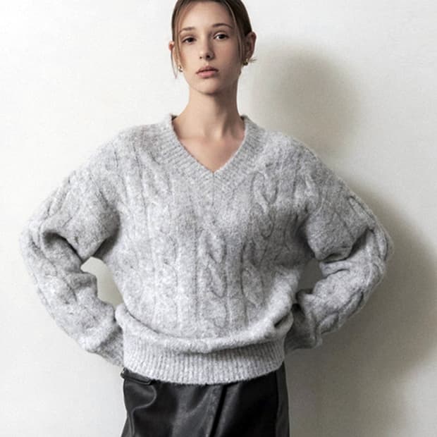 아티드(ARTID) 알파카 케이블니트 프리사이즈