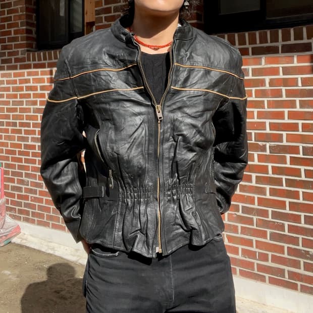 빈티지 리얼레더 바이커자켓 