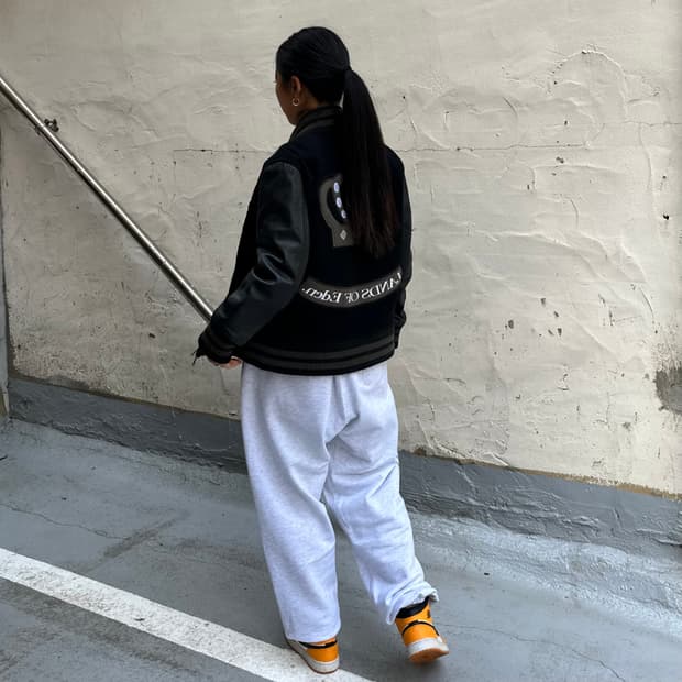 빈티지 JPN 소가죽 패치 울 바시티 자켓L