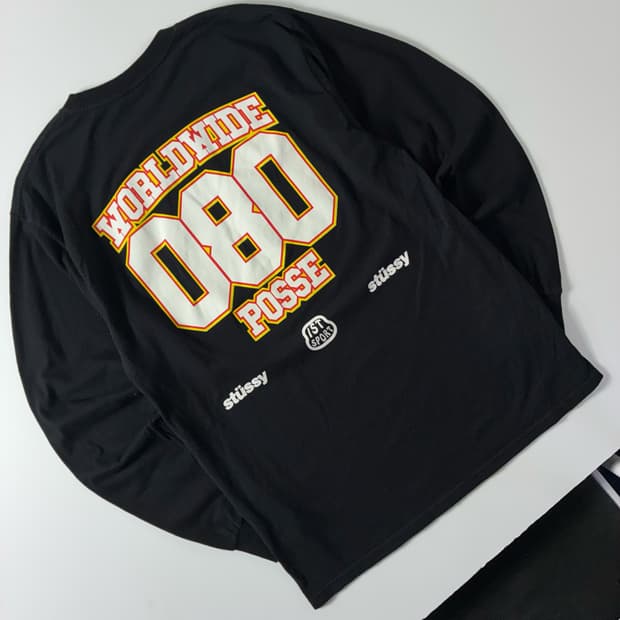 Stussy  스투시 월드와이드 코튼 블랙 롱슬리브 