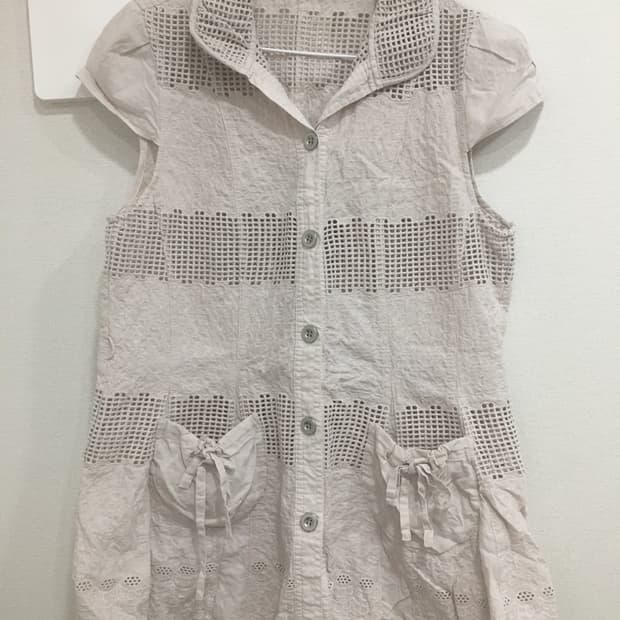 모리걸 빈티지 리본 펀칭 조끼