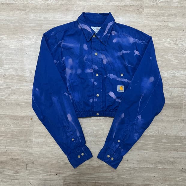 칼하트 커스텀 다잉 블리츠 워싱 풀오버 크롭 초어자켓 [블루] L/100