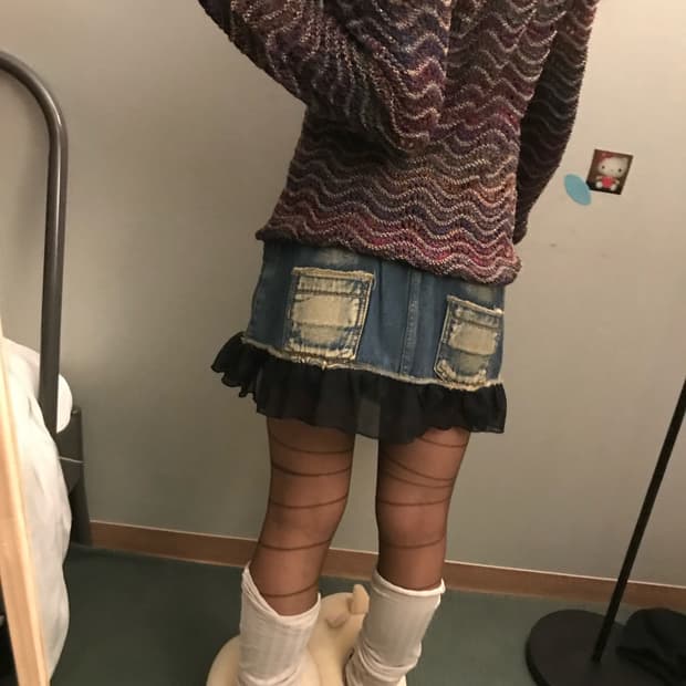 Vintage 고스 펑크 워싱 초미니스커트