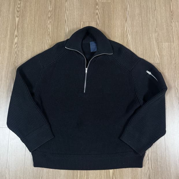 24FW 준지 티칼라 반집업 니트 풀오버 블랙 L JC5151P025