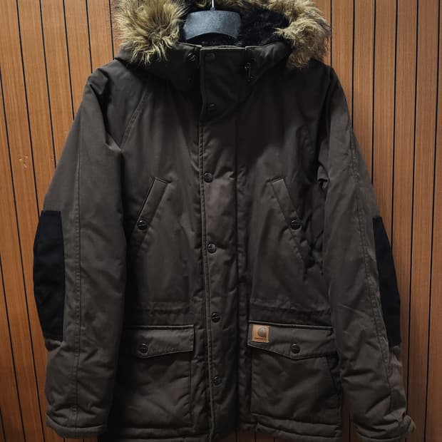 칼하트 브라운 후드 패딩 자켓