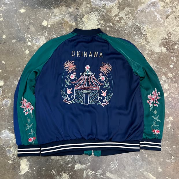 S) ZARA 자라 오키나와 자수 스카잔 점퍼 블루종 수비니어자켓 공용