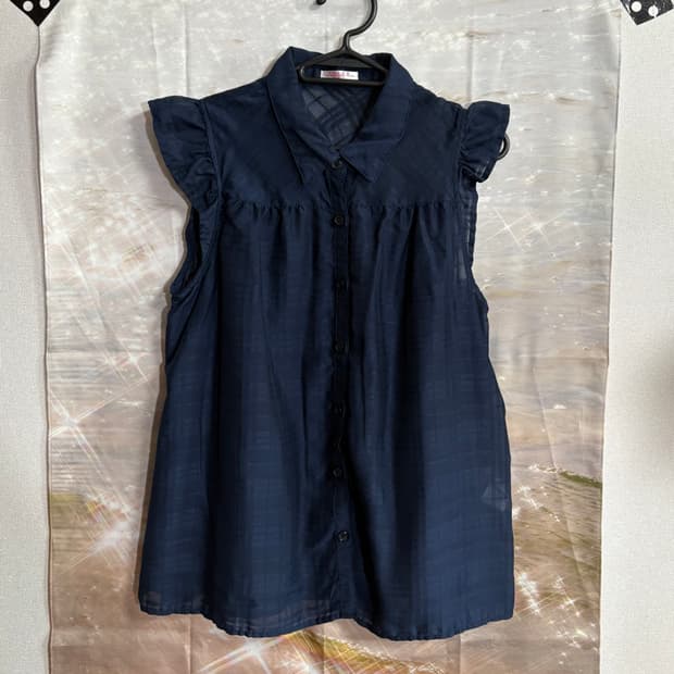 check frill blouse