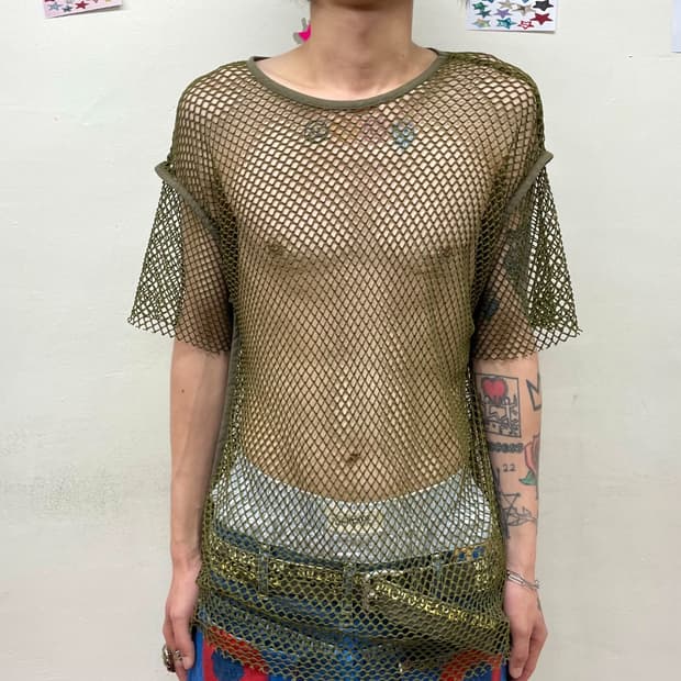 Sexy Mesh Khaki T-shirt 