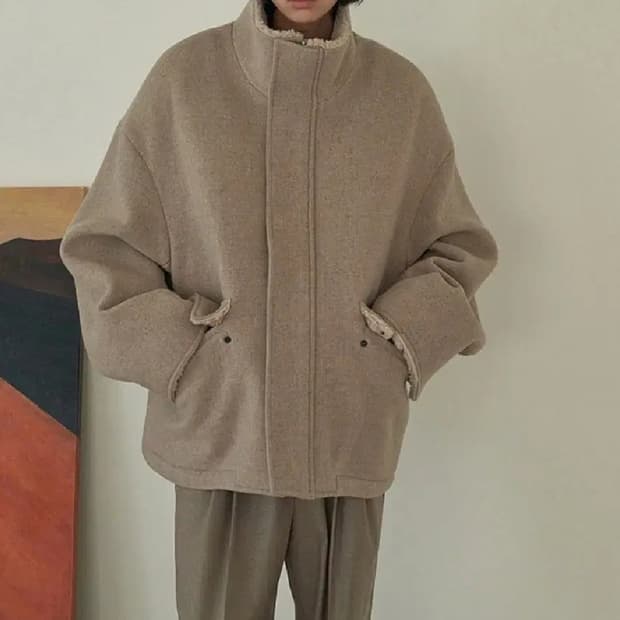 르아브 오버사이즈 벌룬 울 하프코트 M _ 남성