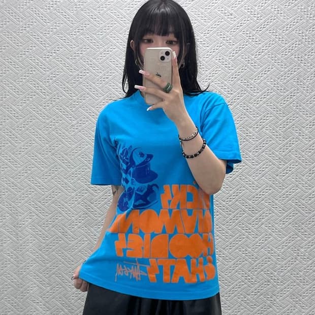 스투시 올드스쿨 레트로 스트릿 Y2K 키치 레터링 반팔티 M C12231