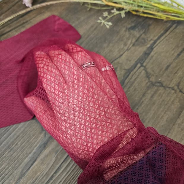 Japan 버건디 오버-니 망사스타킹