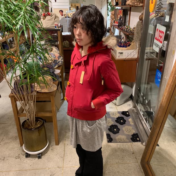 빔즈보이 N2b 레드 지퍼 퍼 후드 자켓