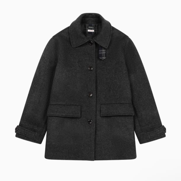 오헤시오 체크 하프코트 차콜