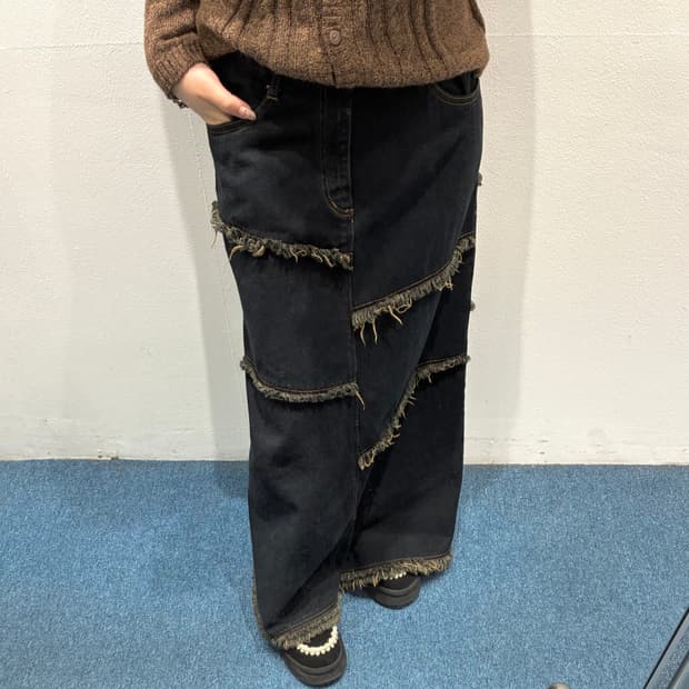 빈티지 데님 롱스커트