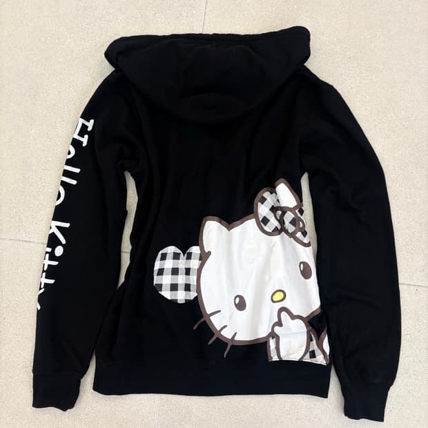 체크 키티 후드집업