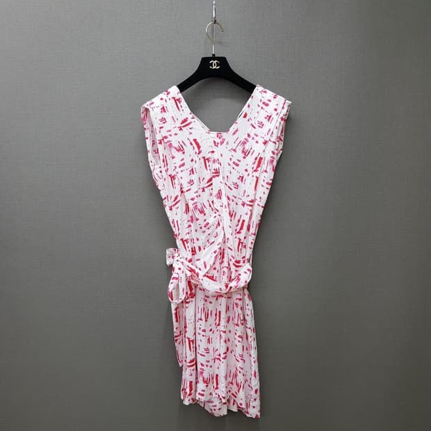 비비안웨스트우드 핑크 브러쉬 패턴 랩 원피스 38사이즈