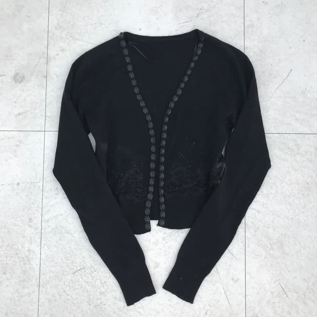 비드 오리엔탈 블랙 가디건