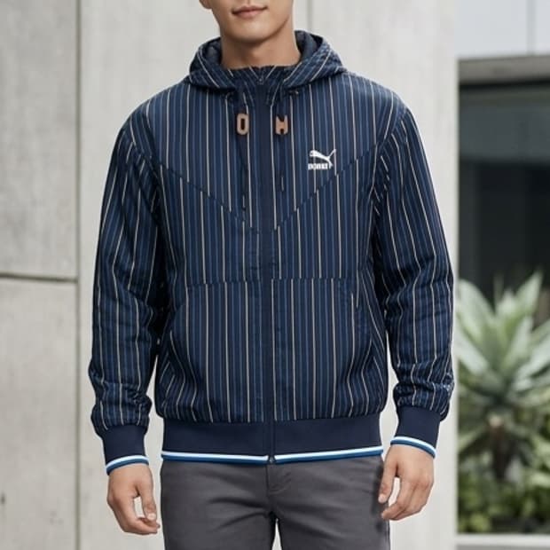 [100]푸마 스트라이프 후드 바람막이