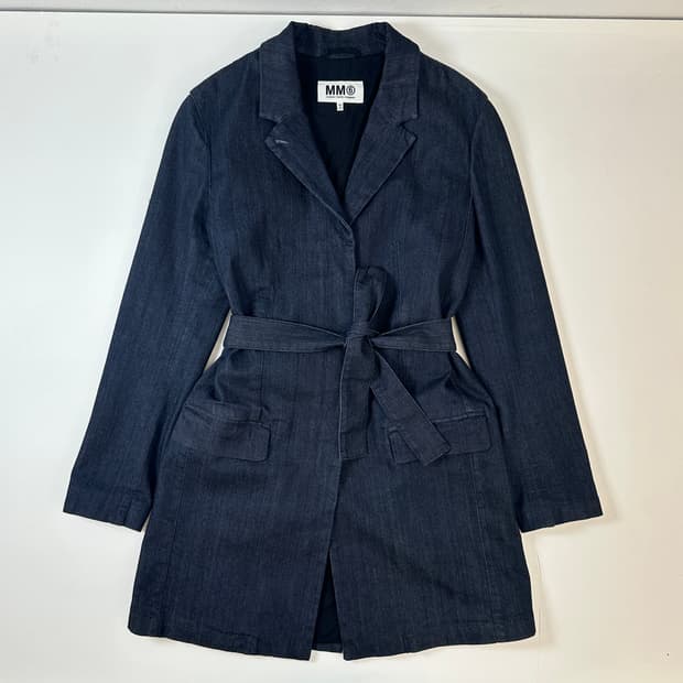 MM6 데님 벨티드 블레이저 