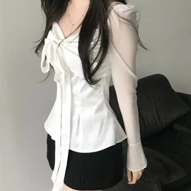 힐다 고희 실키 스완 블라우스 화이트 hillda