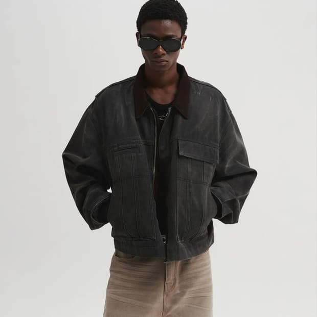 DNSR 빈티지 크롭 워크 자켓