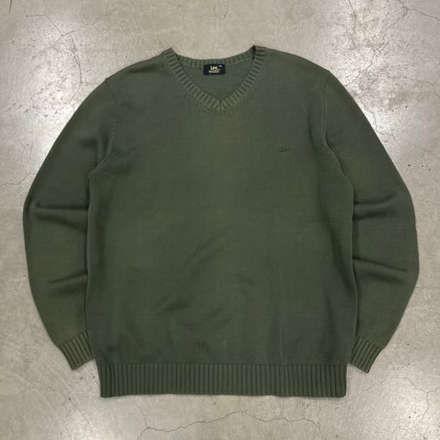 Lee 카키 컬러 스몰 로고 니트