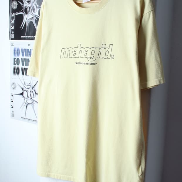 (L-XL) 마하그리드 반팔 티셔츠 빅로고 노랑 올드스쿨-H31405