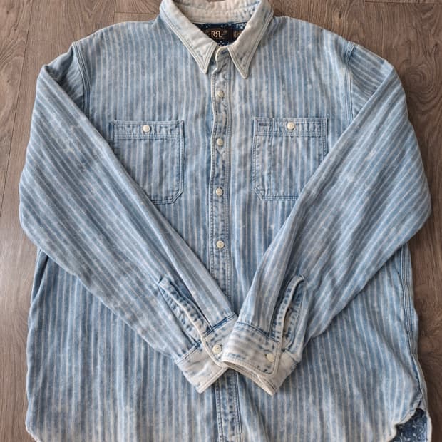 XL RRL 더블알엘 인디고 스트라이프 더블 페이스 워크셔츠