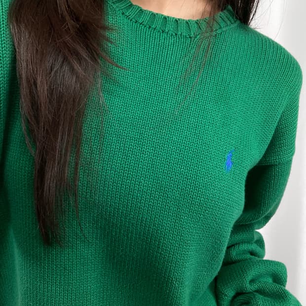 폴로 그린 코튼 니트